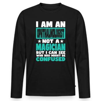 Ophthalmologist - Men's Premium Organic Long Sleeve Shirt - black - Front - Nico (187cm)