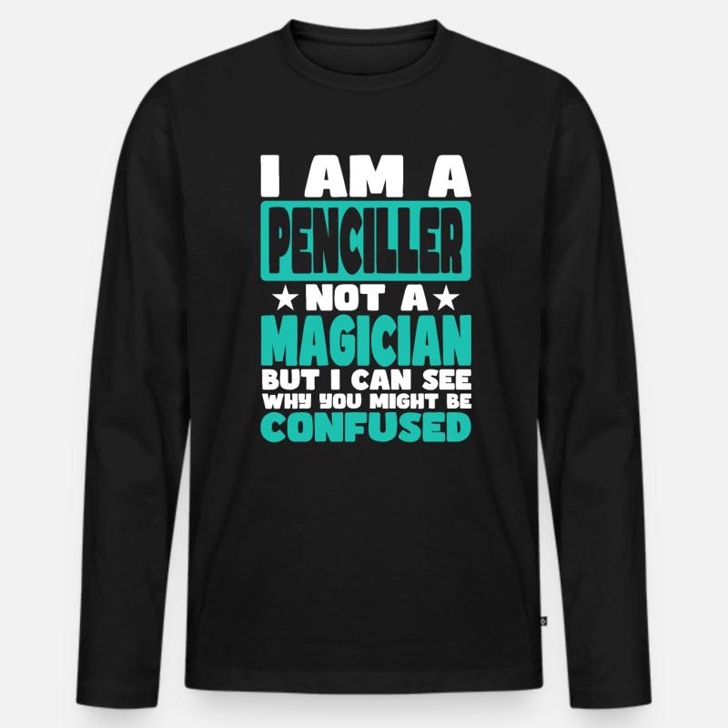 Bleistift - Männer Premium Bio Langarmshirt - Schwarz