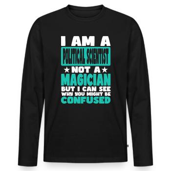 Political Scientist - Men's Premium Organic Long Sleeve Shirt - black - Front - Nico (187cm)