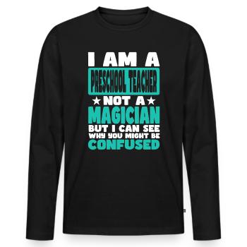 Preschool Teacher - Men's Premium Organic Long Sleeve Shirt - black - Front - Nico (187cm)