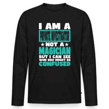 Private Investigator - Men's Premium Organic Long Sleeve Shirt - black - Front - Nico (187cm)
