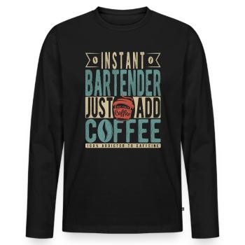 Barman instantané Il suffit d’ajouter du café - T-shirt manches longues Premium bio Homme - noir - Devant - Nico (187cm)