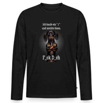 Ich kaufe ein i und möchte lösen - F... dich - Männer Premium Bio Langarmshirt - Schwarz - Vorne - Nico (187cm)