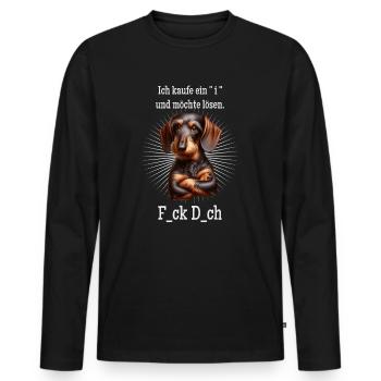 Ich kaufe ein i und möchte lösen - F... dich - Männer Premium Bio Langarmshirt - Schwarz - Vorne - Nico (187cm)