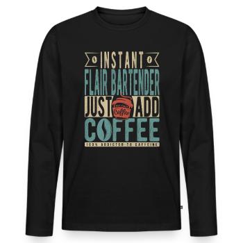 Instant Flair Barman Il suffit d’ajouter du café - T-shirt manches longues Premium bio Homme - noir - Devant - Nico (187cm)