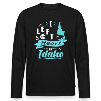 Idaho Souvenir Liebe - Männer Premium Bio Langarmshirt - Schwarz - Vorne - Nico (187cm)