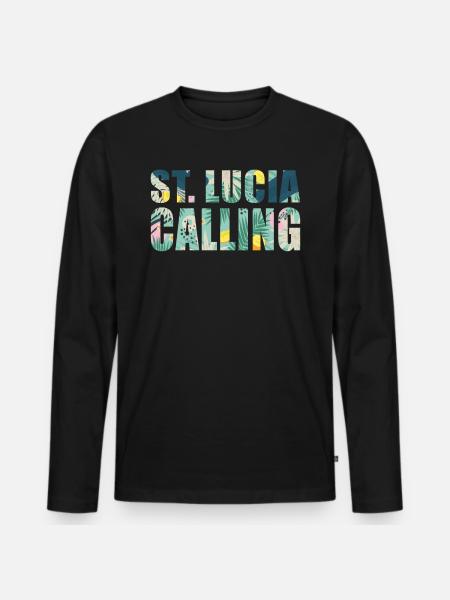 St Lucia Souvenir Vacation - Men's Premium Organic Long Sleeve Shirt - black