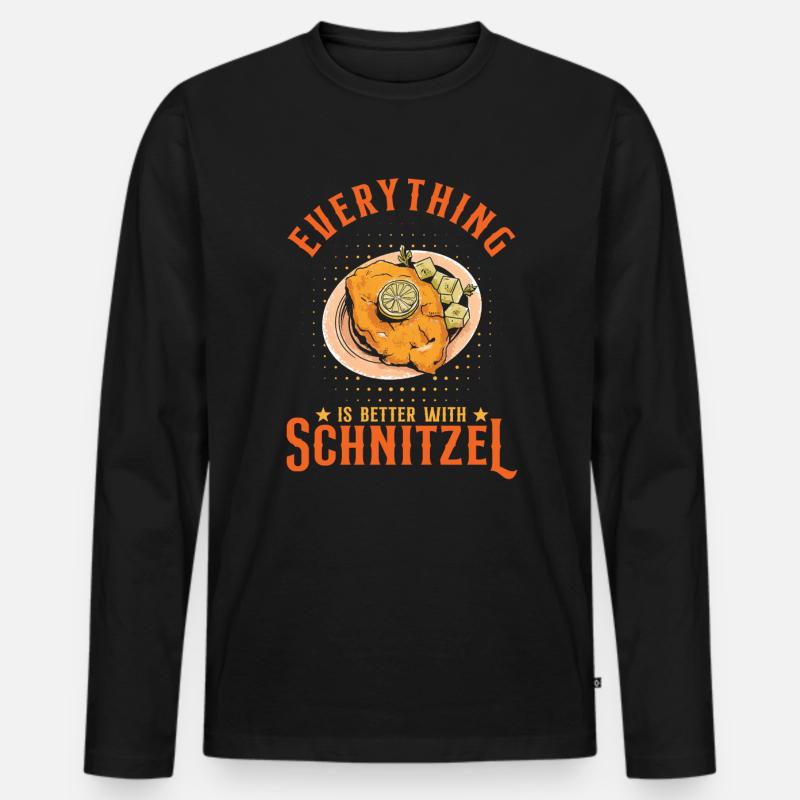 Mit Schnitzel ist alles besser - Männer Premium Bio Langarmshirt - Schwarz