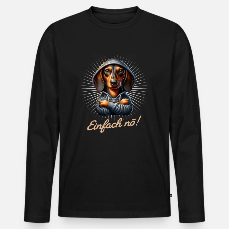 Einfach nö! Nein! - Dackel Teckel - Männer Premium Bio Langarmshirt - Schwarz