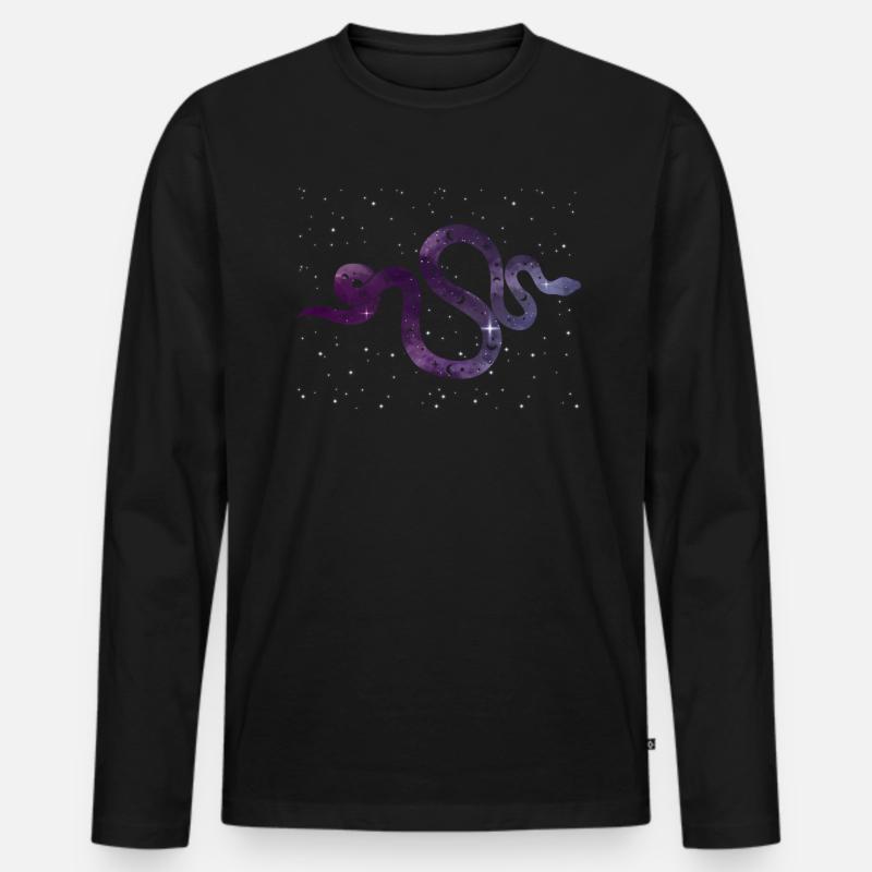 Himmlische Schlange Sternzeichen - Männer Premium Bio Langarmshirt - Schwarz