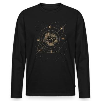 Tortue céleste dans le cosmos - T-shirt manches longues Premium bio Homme - noir - Devant - Nico (187cm)