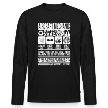 Mécanicien d’avion sarcasme drôle cadeau avion - T-shirt manches longues Premium bio Homme - noir - Devant - Nico (187cm)