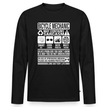 Vélo mécanicien sarcasme drôle cadeau vélo - T-shirt manches longues Premium bio Homme - noir - Devant - Nico (187cm)