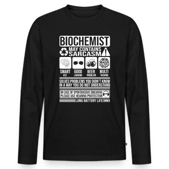 Biochimiste Sarcasme drôle cadeau Biochimiste - T-shirt manches longues Premium bio Homme - noir - Devant - Nico (187cm)