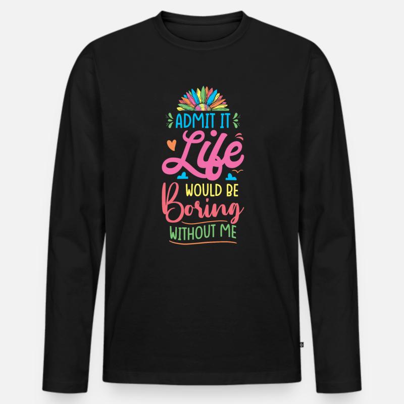Lebensfreude Farbenfrohe Botschaft - Männer Premium Bio Langarmshirt - Schwarz