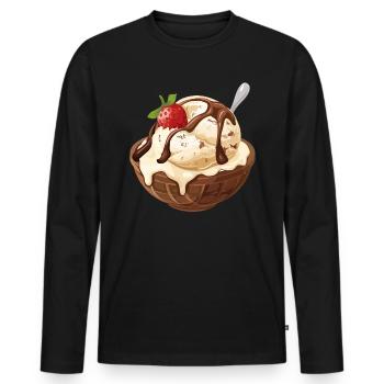 Vanilla Ice Cream Strawberry Sundae Pleasure Moment - Men's Premium Organic Long Sleeve Shirt - black - Front - Nico (187cm)
