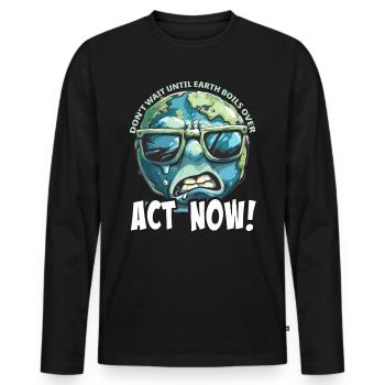 Handel Jetzt Erderwärmung Protest - Männer Premium Bio Langarmshirt - Schwarz - Vorne - Nico (187cm)