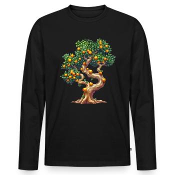 Orange Tree with Ripe Fruits Motif - Men's Premium Organic Long Sleeve Shirt - black - Front - Nico (187cm)