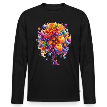Explosion d’arbre du monde coloré - T-shirt manches longues Premium bio Homme - noir - Devant - Nico (187cm)
