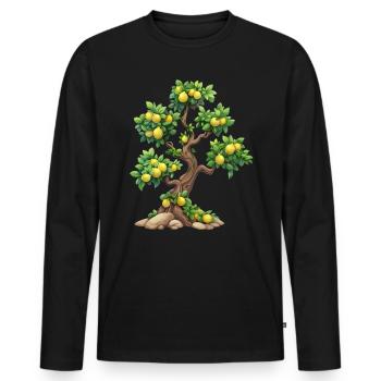 Zitronenbaum Naturidylle Erfrischung - Männer Premium Bio Langarmshirt - Schwarz - Vorne - Nico (187cm)