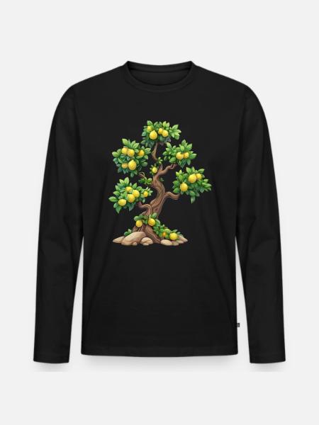 Lemon Tree, Natural Idyll, Refreshment - Men's Premium Organic Long Sleeve Shirt - black