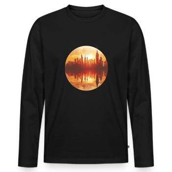 Sunset Cityscape Reflection - Men's Premium Organic Long Sleeve Shirt - black - Front - Nico (187cm)