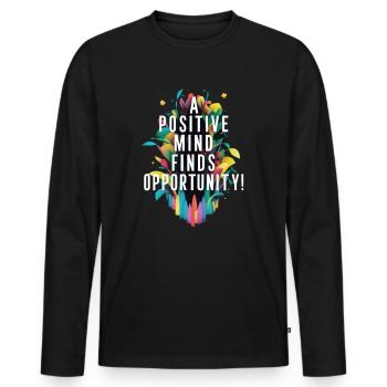 Positive Spirit Discovers Opportunities - Men's Premium Organic Long Sleeve Shirt - black - Front - Nico (187cm)