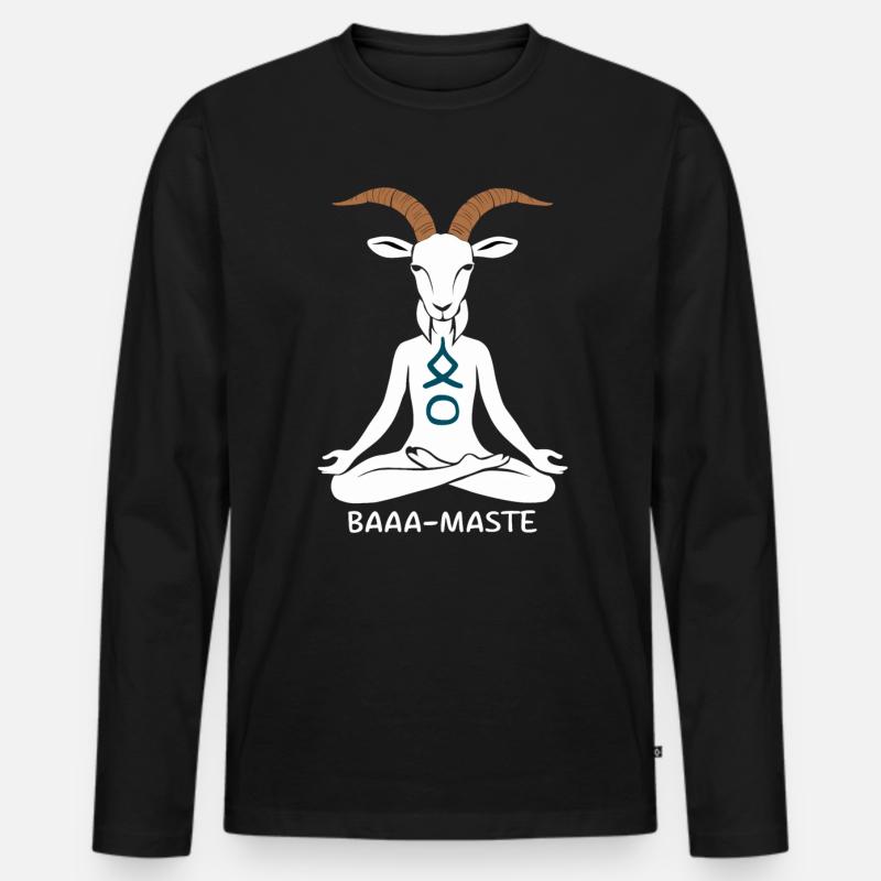 Entspannte Ziege Baaa-Maste Yoga Pose - Männer Premium Bio Langarmshirt - Schwarz
