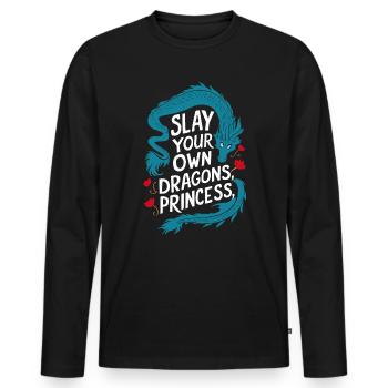Defeat Your Dragon Princess - Men's Premium Organic Long Sleeve Shirt - black - Front - Nico (187cm)