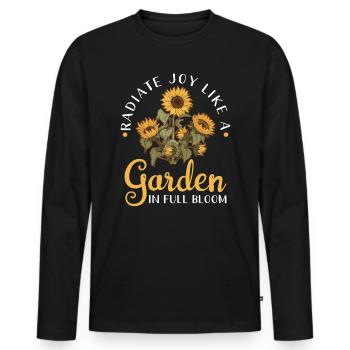 Radiate joy like a blooming garden - Men's Premium Organic Long Sleeve Shirt - black - Front - Nico (187cm)