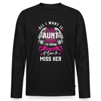 Aunt in Heaven - Men's Premium Organic Long Sleeve Shirt - black - Front - Nico (187cm)