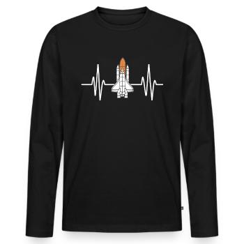 Herzschlag Space Shuttle Faszination - Männer Premium Bio Langarmshirt - Schwarz - Vorne - Nico (187cm)