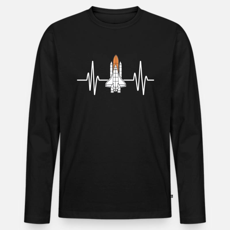 Herzschlag Space Shuttle Faszination - Männer Premium Bio Langarmshirt - Schwarz