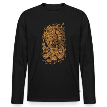 Aztec God Ancient Mythology Tezcatlipoca - Men's Premium Organic Long Sleeve Shirt - black - Front - Nico (187cm)