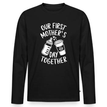 Our first Mother's Day together - Men's Premium Organic Long Sleeve Shirt - black - Front - Nico (187cm)