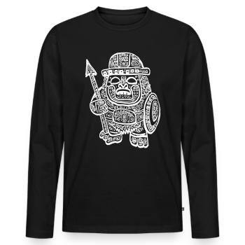 Maya Gott Maya Mythologie Buluc Chabtan Krieger - Männer Premium Bio Langarmshirt - Schwarz - Vorne - Nico (187cm)