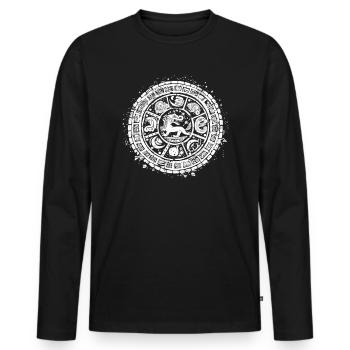 Dieu Maya Mythologie Maya Itzamna - T-shirt manches longues Premium bio Homme - noir - Devant - Nico (187cm)