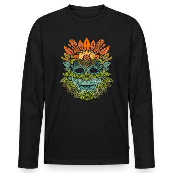 Dieu Maya Mythologie Maya Masque Itzamna - T-shirt manches longues Premium bio Homme - noir - Devant - Nico (187cm)