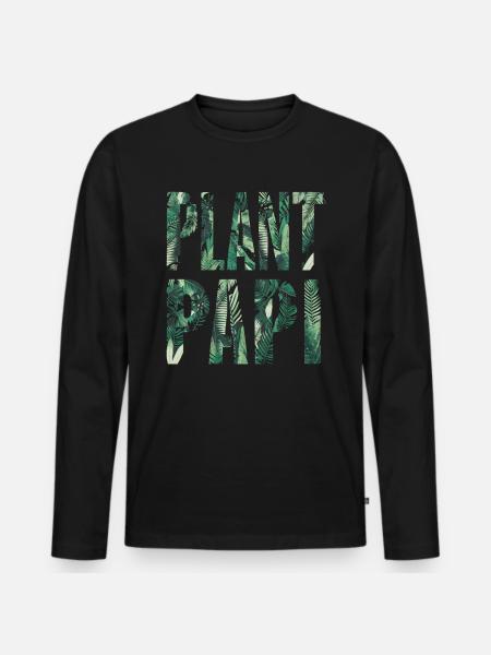 Plant Papi Urban Jungle Plant Design - Premium økologisk langærmet T-shirt til mænd - sort
