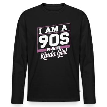 Ich Bin Ein 90s R-&B Kinda Girl - Männer Premium Bio Langarmshirt - Schwarz - Vorne - Nico (187cm)