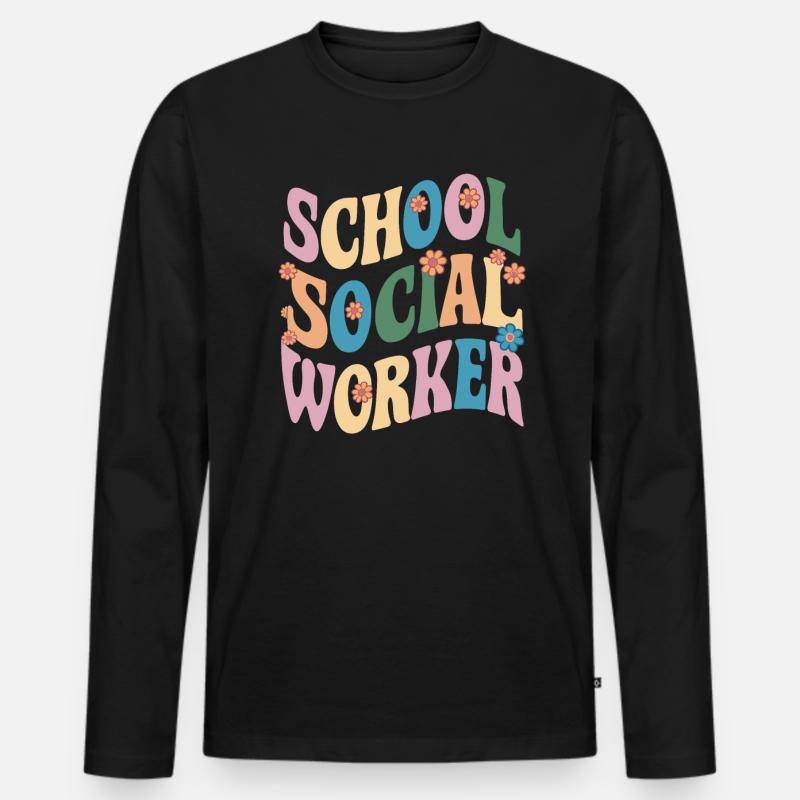 Schulsozialarbeiter Blumen Design - Männer Premium Bio Langarmshirt - Schwarz