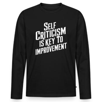 Self-criticism is the key to improvement - Men's Premium Organic Long Sleeve Shirt - black - Front - Nico (187cm)