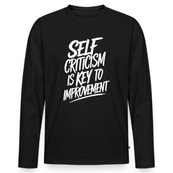 Self-criticism is the key to improvement - Men's Premium Organic Long Sleeve Shirt - black - Front - Nico (187cm)