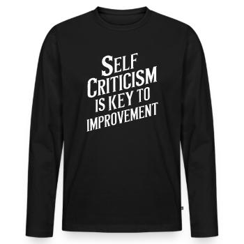 Self-criticism is the key to improvement - Men's Premium Organic Long Sleeve Shirt - black - Front - Nico (187cm)