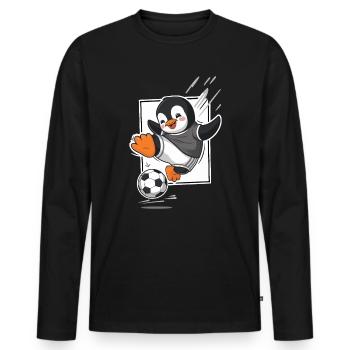 Soccer Playing Penguin Cute and Sporty - Men's Premium Organic Long Sleeve Shirt - black - Front - Nico (187cm)
