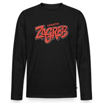 Zagreb Souvenir Croatia - Men's Premium Organic Long Sleeve Shirt - black - Front - Nico (187cm)