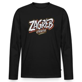 Zagreb Croatia Souvenir - Men's Premium Organic Long Sleeve Shirt - black - Front - Nico (187cm)