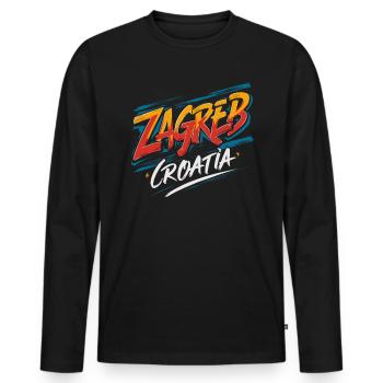 Zagreb Croatia Souvenir Artwork - Men's Premium Organic Long Sleeve Shirt - black - Front - Nico (187cm)