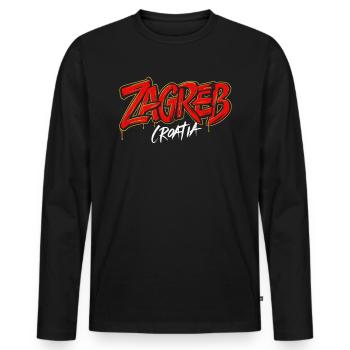 Zagreb Croatia Souvenir - Men's Premium Organic Long Sleeve Shirt - black - Front - Nico (187cm)