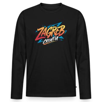 Zagreb Croatia Souvenir - Men's Premium Organic Long Sleeve Shirt - black - Front - Nico (187cm)